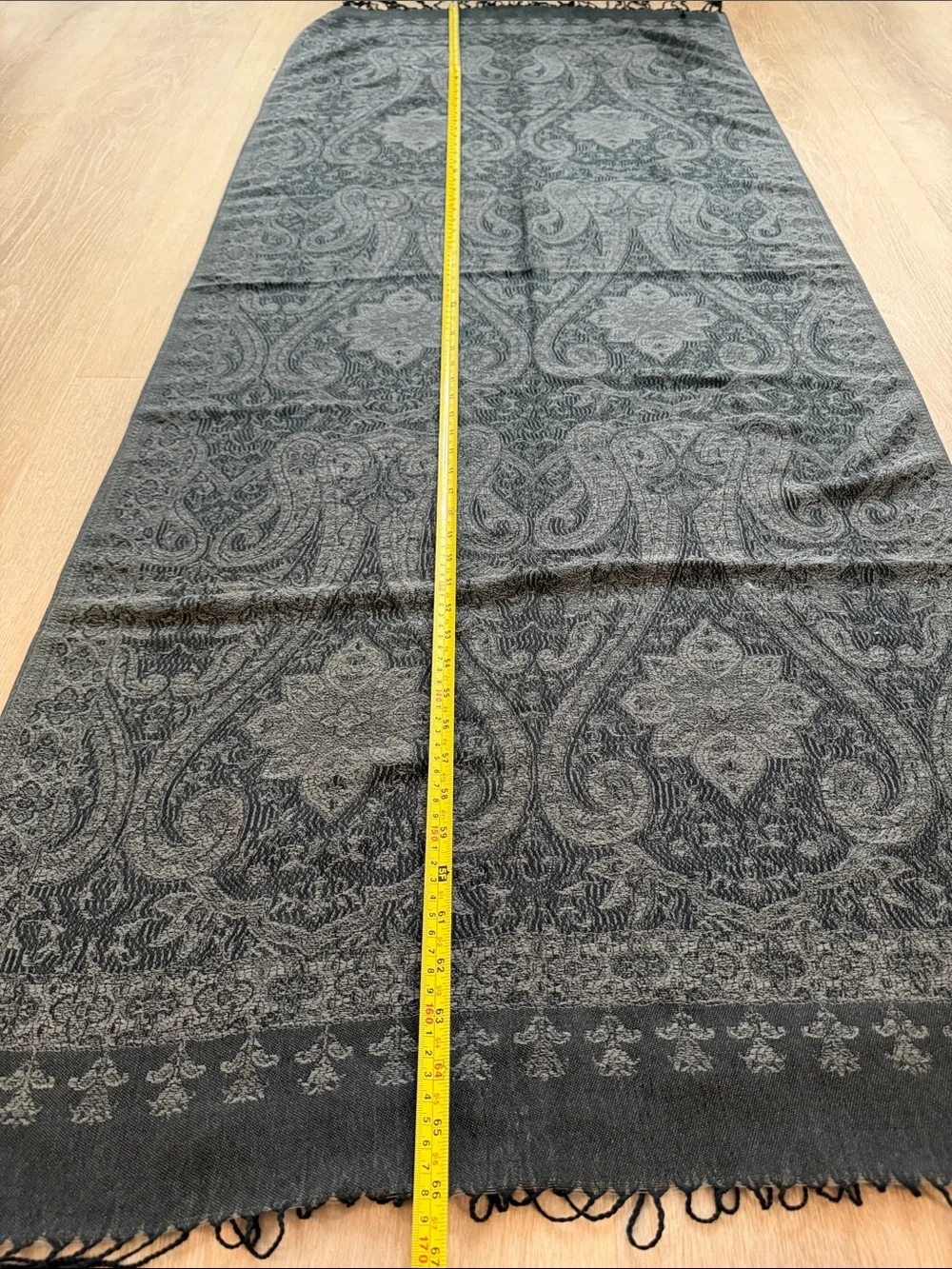 Black and grey Paisley Pattern pashmina